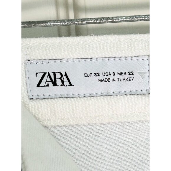 ZARA High Rise Wide Leg Jeans Size 0 / EUR 32 Light Wash Distressed Denim Y2K - Picture 5 of 12